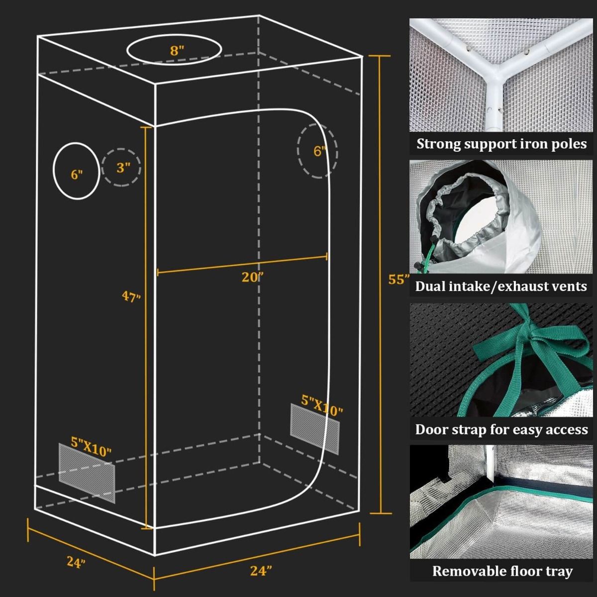 Mars Hydro Complete Indoor Grow Tent Kit with TS-600 LED Grow Light